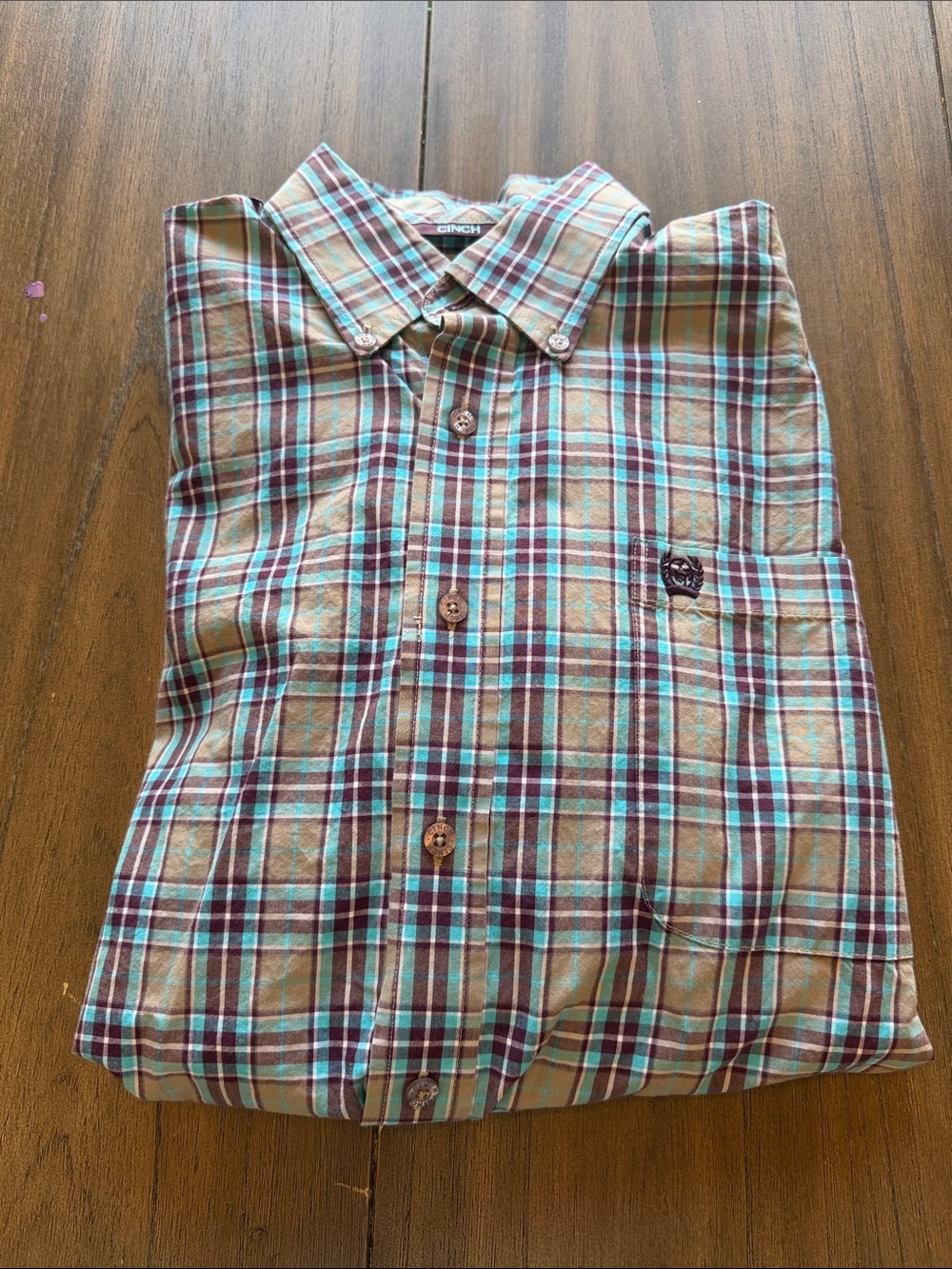 Cinch Men's Plaid Button-Down Shirt - Tan, Blue, Maroon